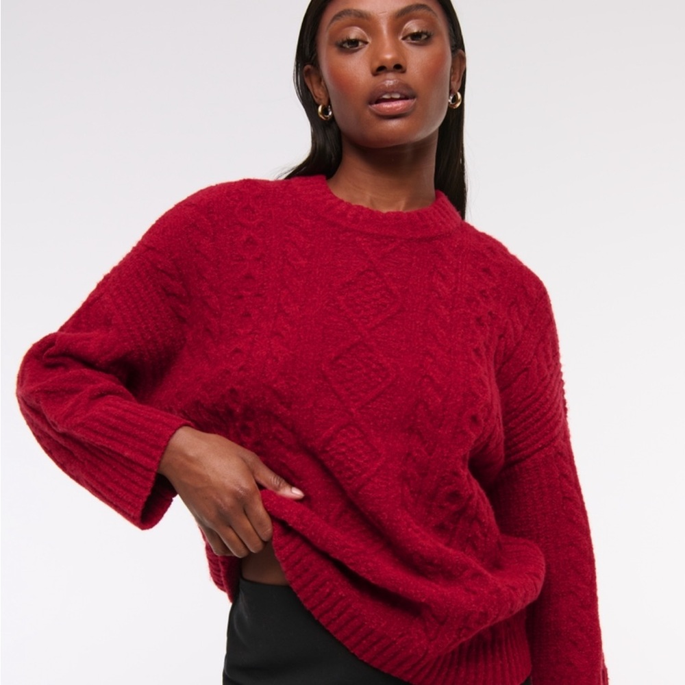 Abercrombie & Fitch Red Cable Knit Sweater